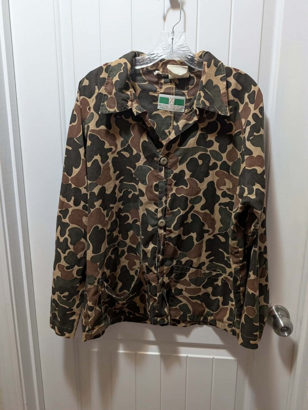 Vintage 80s GAME WINNER Camouflage Lightweight Hunting Button Up Shirt Size L